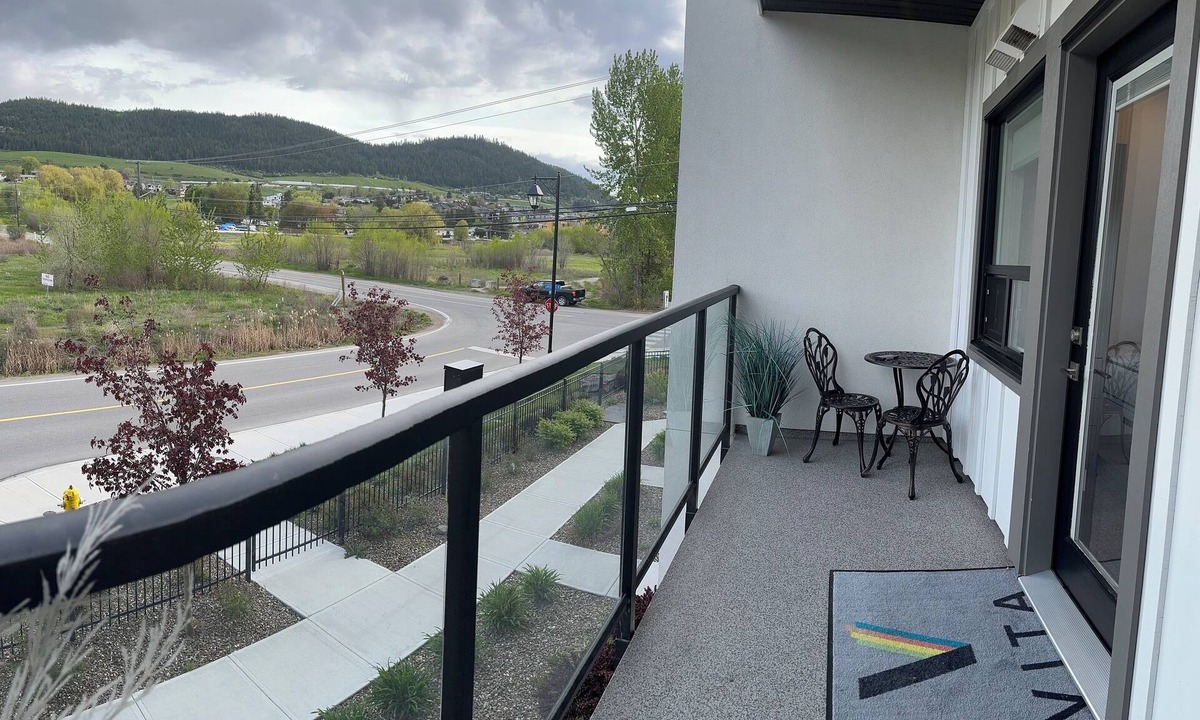 Vernon Condo | Contemporary studio retreat steps to the beach on Okanagan Lake.