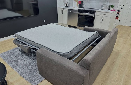 Southeast Calgary Apartment | Modern Suite in Seton - King Bed, 85" TV, Near South Health Campus & YMCA