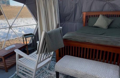 Medicine Hat RV Rental | Simple and Elegant Geodesic Glamping Dome for a Relaxing Weekend to Disconnect Outside of Redcliff, Alberta, Canada