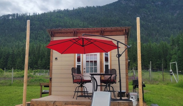Micro cabin with stunning mountain views, close to Arrow lake/pet friendly!