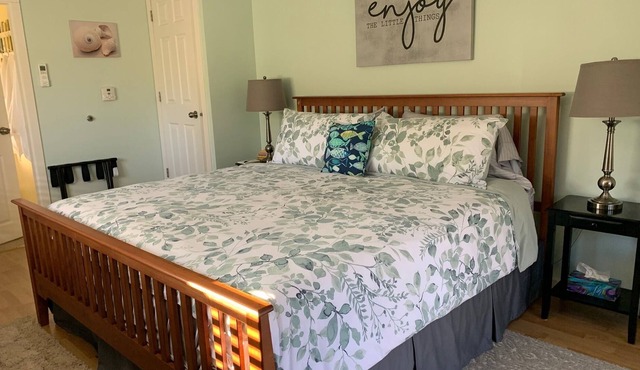 Sunny suite near the ocean! Private entrance, fireplace, king size bed.