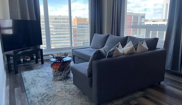 Ice District 1-bedroom condo with fitness room and AC in Edmonton