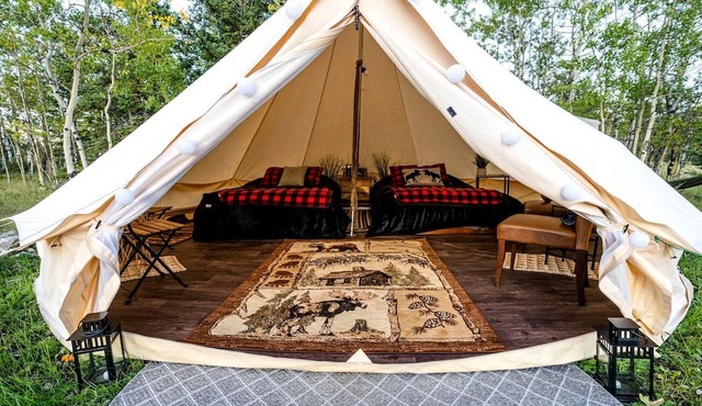 Rustic Riverside Glamping Tent near Elbow River in Bragg Creek, Alberta