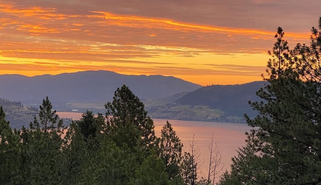 Rustic Panoramic Okanagan Lake View Walkout Suite, Sleeps 7 & Pet friendly in Vernon